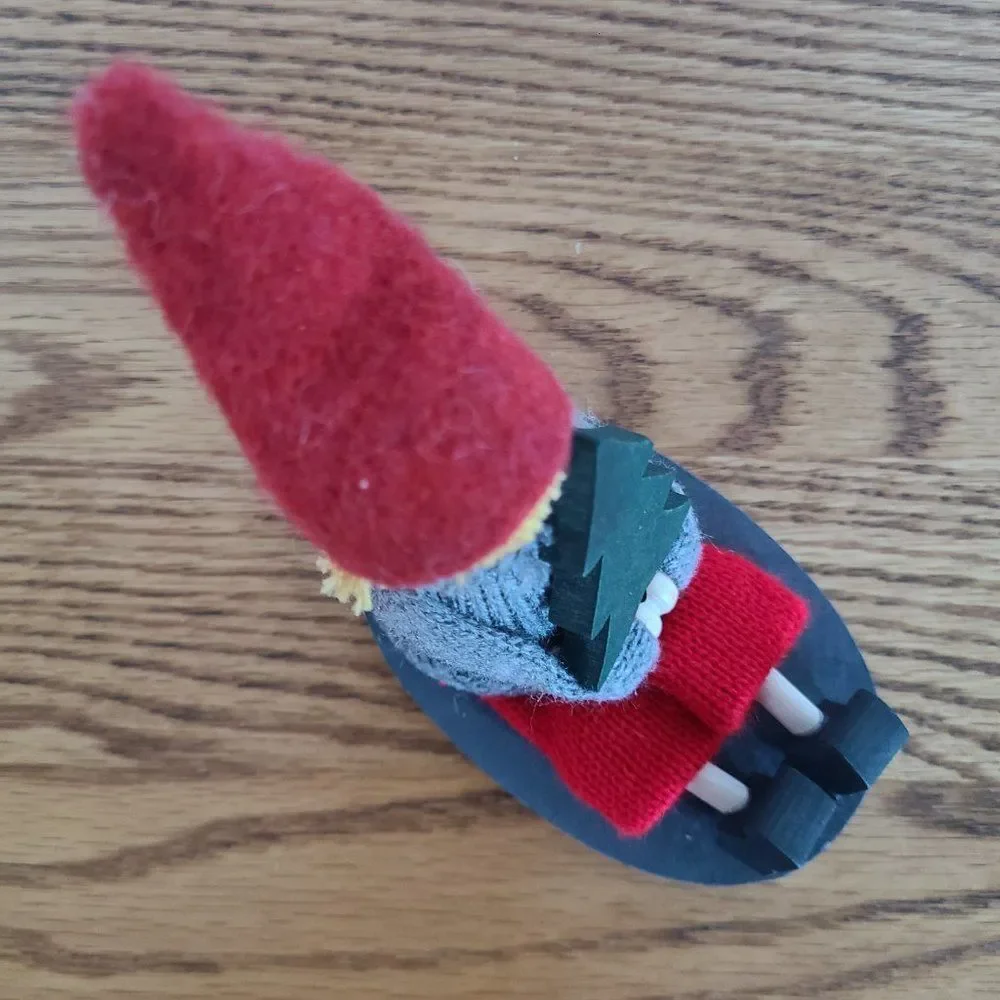 Handmade Sweden Larssons Tra Wood Christmas Figurine Girl on Sled Holding Tree